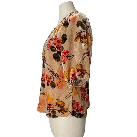 Sundance All Hours Crushed Velvet Silk Blend Floral Balloon Sleeve Top Medium - Picture 5 of 12